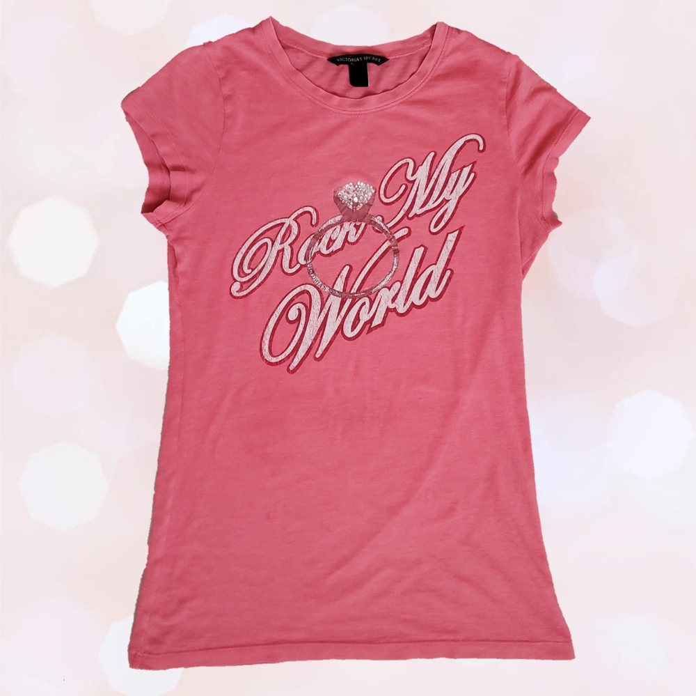 SOLD Y2k Victoria's Secret Slogan Tee with rhinestones